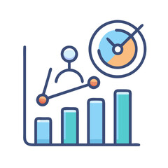 Business growth analysis chart with user and time visualization