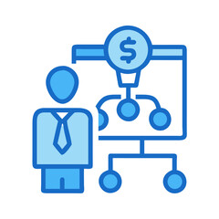 Financial hierarchy depicted with businessman and flowchart symbol illustration