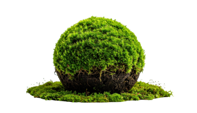 Moss sphere isolated on transparent background - Powered by Adobe