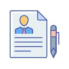 Resume or document with human icon and pen illustration