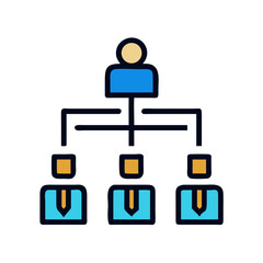 Organizational chart icon illustrating business hierarchy and team structure