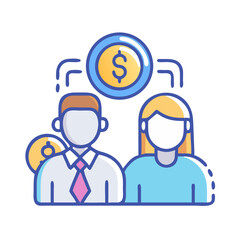Financial exchange between two people business icon flat design