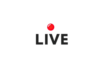 Red circle, "LIVE" text on dark background