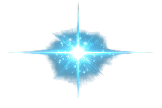 Light burst with radiating beams, centered on a translucent, pale blue circle