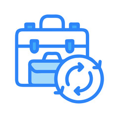 Obraz premium Briefcase icon with recycling symbol for business process concept