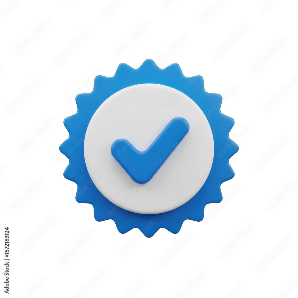 Fototapete 3d verified badge with checkmark isolated on transparent background