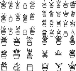 aloe vera icons, aloe plant, medicinal plant, succulent aloe, potted aloe, green aloe, aloe vera leaf, aloe gel, skincare plant, healing plant, desert plant, tropical aloe, cosmetic pla