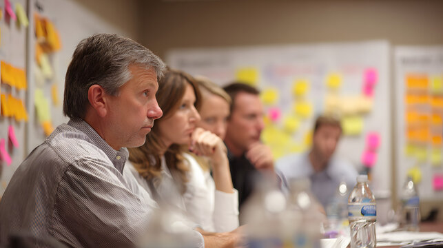 Executive leading a strategic planning session with team members.