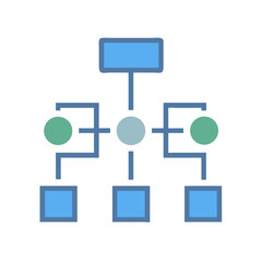 Simple flowchart diagram showing process with blue nodes on White