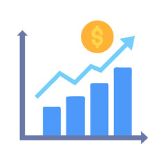 Financial growth chart with upward trending arrow and dollar coin