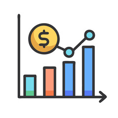 Stylized graph showing revenue growth with upward trend