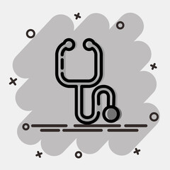 Icon stethoscope. Medical elements. Icon in comic style.