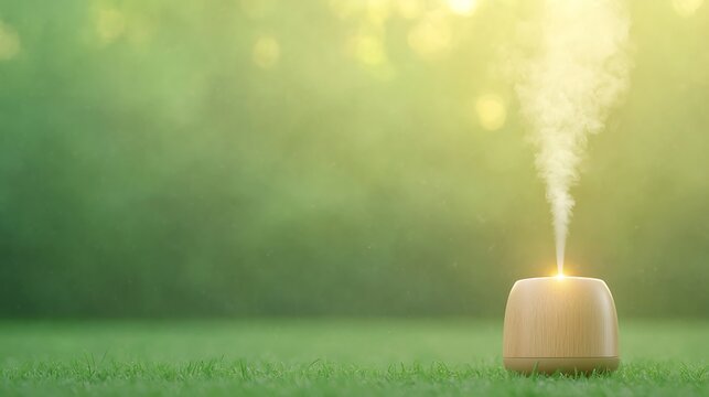 Essential Oil Diffuser Mist on Green Nature