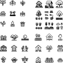 allotment garden icons, garden allotment, allotment plot, vegetable allotment, herb allotment, urban allotment, garden plot, community allotment, shared garden space, raised beds, small