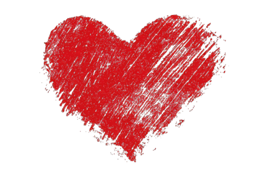Red heart with textured strokes