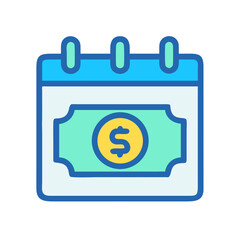 Calendar with dollar sign indicating payment date icon