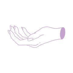 Illustration of outstretched hands in a pose of giving, receiving, asking. Original hand-drawn minimalist illustration for posters, cards,, and graphic design.
