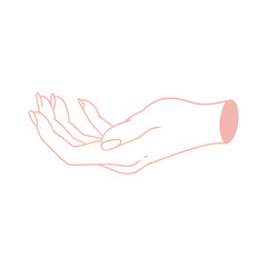 Illustration of outstretched hands in a pose of giving, receiving, asking. Original hand-drawn minimalist illustration for posters, cards,  and graphic design.