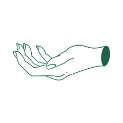Illustration of outstretched hands in a pose of giving, receiving, asking. Original hand-drawn minimalist illustration for posters, cards,  and graphic design.