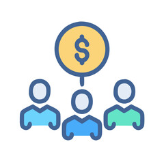 Crowdfunding or investment flat icon illustration with dollar symbol