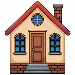 Cartoon house illustration vector drawing architecture building home design real estate property cute 