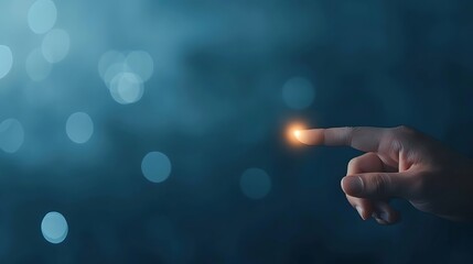 Obraz premium Finger Touching Glowing Light, Technology and Innovation