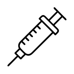 Syringe tool for medical use in simple line drawing style  
