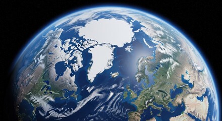 An Astonishing View of Earth From Space Showing the Arctic Region and Northern Continents