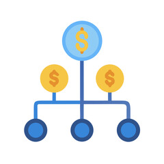 Hierarchical money flow diagram in light blue and yellow