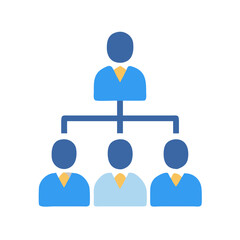 Stylized organizational chart illustrating company hierarchy and structure