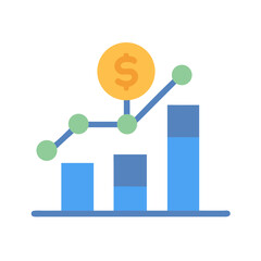 Graphical representation showing business revenue growth, return on investment