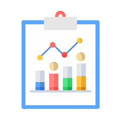 Rising graph and bar chart on clipboard for business