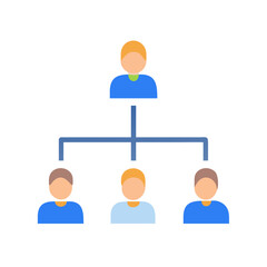 Organization chart illustration showing business hierarchy and management