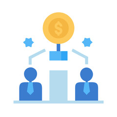 Business growth from teamwork illustrated in a flat design