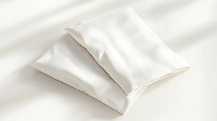 Naklejka premium Two white pillowcases stacked on a white surface.