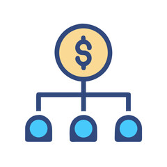 Financial network structure with dollar symbol and nodes