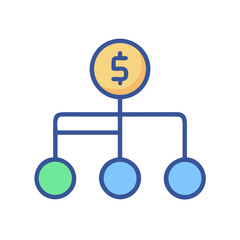 Money flow chart connecting income to different expenses