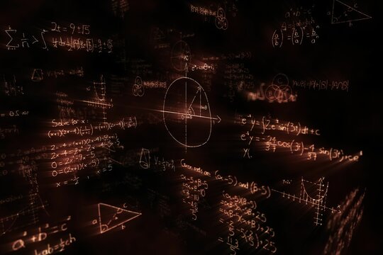 Digitally generated image of quadratic equations with solution