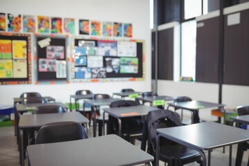 Interior of empty classroom