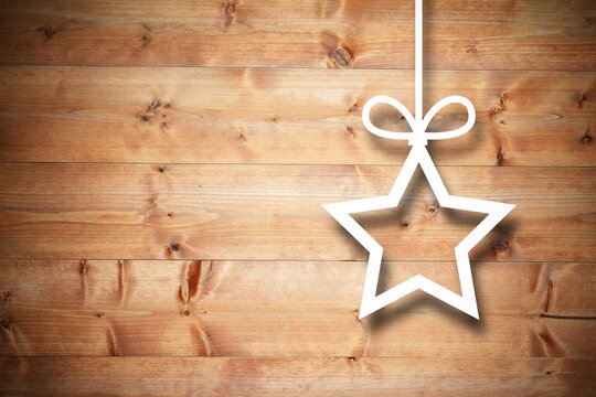 Fototapeta Christmas decorations over wood
