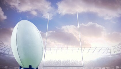 Rugby ball in front of posts © vectorfusionart