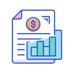 Financial Report with Graph and Dollar Sign Icon Design