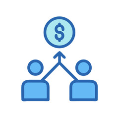People contribute to money flow in flat icon design