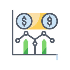 Financial growth chart illustration with dollar signs and arrows