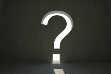 Grey room with question mark door