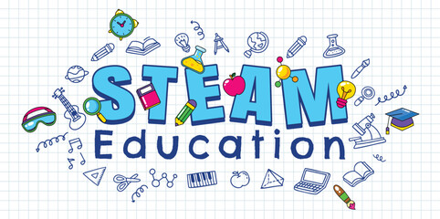 STEAM education logo and icon elements vector illustration