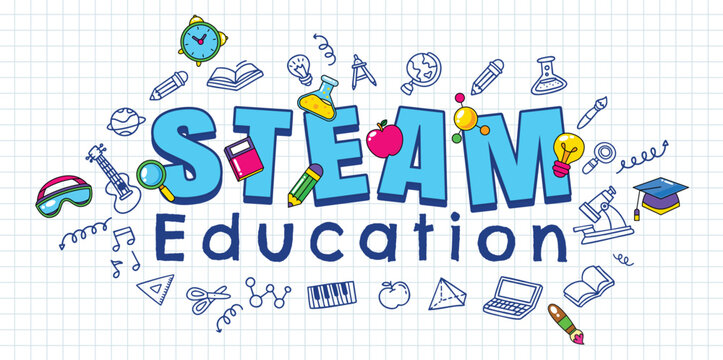 STEAM education logo and icon elements vector illustration