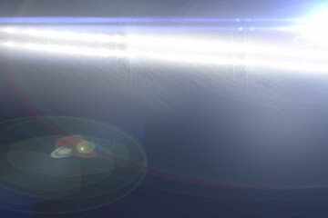 Flat design digital lens flare effect is showing over dark gradient background, with bright streaks