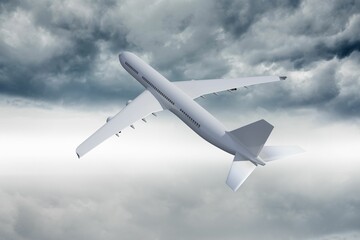 3D plane flying in the sky