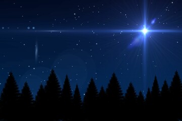 Digitally generated Bright star in night sky